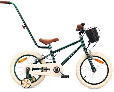 Immagine prodotto di Bicicletta per bambini da 16 pollici per ragazzi di 4, 5 e 6 anni con manubrio di spinta, rotelle, cestino, campanello, freni a V e adesivi LOVEL verde