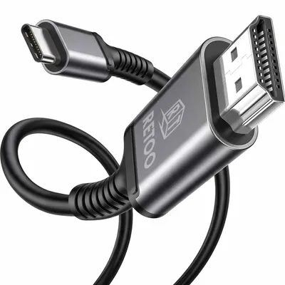 Image de Câble USB-C vers HDMI 4K, compatible USB Type-C 3.1, pour ordinateurs portables, smartphones et téléviseurs, Thunderbolt, 2 m, prend en charge la 4K à 30 Hz, adaptateur/convertisseur HDTV 2.0 USB-C, gris, Retoo