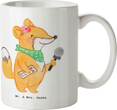 Produktbild von Mr. & Mrs. Panda Kaffeetasse Journalistin Herz - Weiß - Geschenk, Becher, Studium, Ausbildung, Frühstücksbecher, Kaffeebecher, Mikrofon, Motivtasse, Interview, Tasse