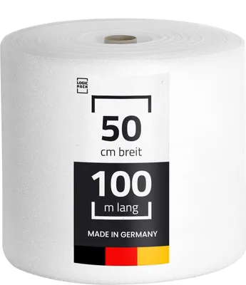 Produktbild von LOGIC PACK Trittschalldämmung 3 mm aus PE-Schaumfolie 50 m² Verpackungsschaum Schaum Laminat Parkett Unterlage, 0.5 m x 100 m
