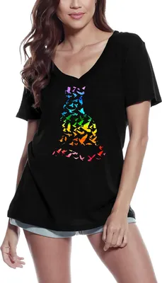 Produktbild von Damen Grafik T-Shirt V-Ausschnitt Liebe Katzen - für Katzenliebhaber – Love Cats - For Cat Lovers – Öko-Verantwortlich Vintage Jahrgang Kurzarm
