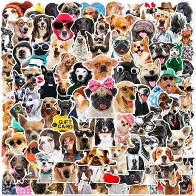 Produktbild von 100 Stück Lustige Hund Aufkleber, Wasserfeste Vinyl Aufkleber, Hundform Sticker, Geschenk für Kinder Teens Erwachsene Jungen, Cartoon Stickers, für Hundliebhaber Koffer Laptop Helm Auto Kühlschrank