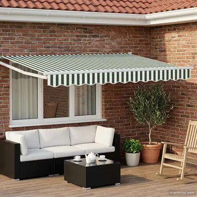 Image de vidaXL Store électrique rétractable vert et blanc 3,5 x 2,5 m