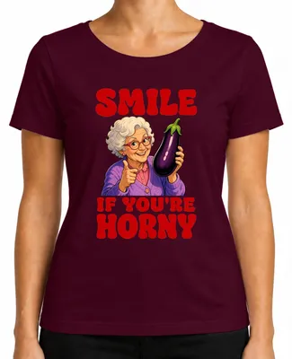 Produktbild von Smile If You're Horny Oma Aubergine Witzig Statement Sarkasmus Damen T-Shirt, Burgundy, XXL