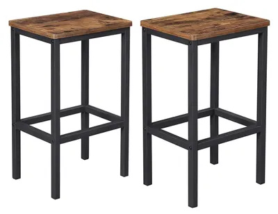 Immagine prodotto di Set di 2 sgabelli da bar – Sgabelli da bar in stile industriale con poggiapiedi – Marrone scuro – 40 x 30 x 65 cm