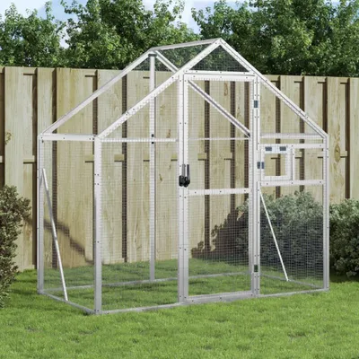 Zdjęcie produktu dla vidaXL Woliera srebrna 179x100x185 cm aluminium