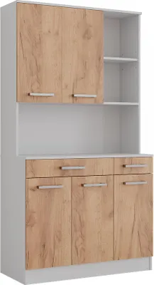 Zdjęcie produktu dla Bufet kuchenny Vicco Raul Biały/złoty dąb 100.1 x 188.5 cm z 5 drzwiami i 2 szufladami, Model 58436