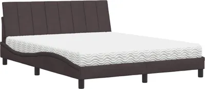 Produktbild von Bett mit Matratze "Hanko" Dunkelbraun 160x200 cm Stoff