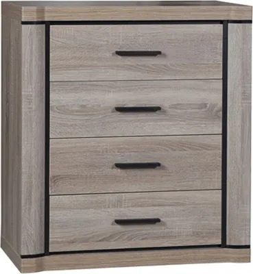 Produktbild von BETTSO Kommode DALLAS in Trüffeleiche – Sideboard mit 4 Schubladen, Metallgriffen und modernem Design für stilvollen Staur