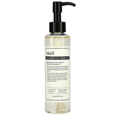 Zdjęcie produktu dla KLAIRS Gentle Black Fresh Cleansing Oil 150 ml - hydrofilowy olejek do demakijażu