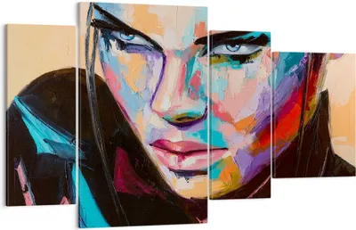 Produktbild von Bild auf Leinwand - Leinwandbild - Frau Emotionen Gesicht Mehrfarbig - 120x70cm - Wand Bild - Wanddeko - Leinwanddruck - Bilder - Kunstdruck - Leinwand bilder - Wandkunst - DL120x70-2930