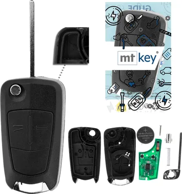 Produktbild von MT-KEY 2 Tasten Funk Fernbedienung 434MHZ 2 Tasten Klappschlüssel kompatibel mit Opel Vectra C Signum Zafira B 06-13 433MHZ Funk Schlüssel