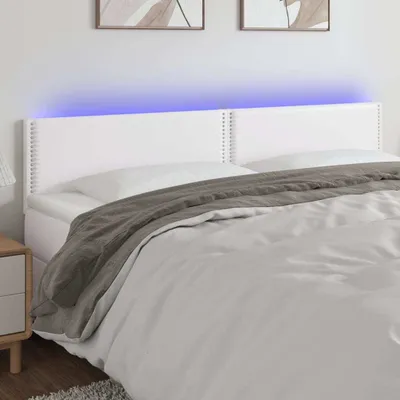 Productafbeelding van vidaXL LED hoofdeinde, wit, 200x5x78/88 cm, kunstleer - LED hoofdeinde - LED hoofdeinden - Hoofdeinde - Bedhoofdeinde