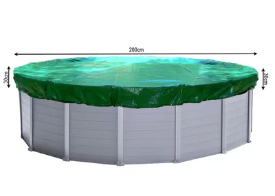 Produktbild von Poolabdeckung Rund für 160-200 cm Pools | Planenmaß Ø 260 cm | Grün | Sommer & Winter Poolplane | Abdeckplane 200 g/m² PE | Zweifach Beschichtete Abdeckung | UV-Resistent