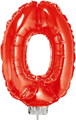 Produktbild von Zahlen Folienballon 41 cm mit Stab - Rot Zahl 0