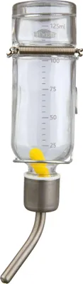 Obrázek produktu pro Trixie Skleněná napáječka s kovovým pítkem pro pískomily a křečky 125 ml