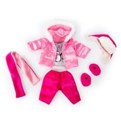 Produktbild von Bayer Design 84613AA Kleider für Puppen 40-46 cm, 6 Teile, Babysachen Anziehsachen, rosa, Pinguinmotiv