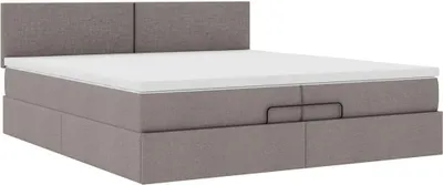 Produktbild von Ottoman-Bett mit Matratze Taupe 200x200 cm Stoff