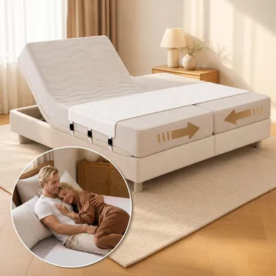 Produktbild von Matratzenstopper & Bettbrücke – Liebesbrücke für Matratzen, Matratzenverbinder & Matratzenhalter, 80 cm Matratzenbrücke gegen Ritze - Bedbinder DeLuxe