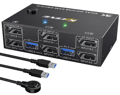 Zdjęcie produktu dla Przełącznik KVM DisplayPort: 2 monitory, 2 komputery, obsługa 8K@30Hz i 4K@144Hz