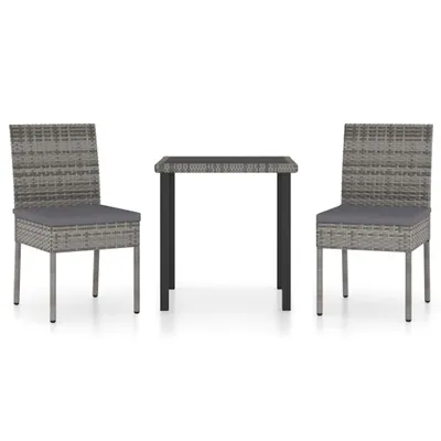 Obrázek produktu pro vidaXL 3dílný zahradní jídelní set Poly Rattan Grey