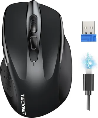 Produktbild von Maus Kabellose Maus, Wiederaufladbar Funkmaus 4800 DPI, 2,4 GHz Optische Computer Maus für Laptop, PC, Mac, 6 Tasten