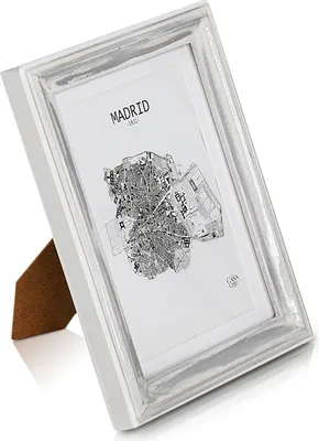 Produktbild von Shabby Chic Bilderrahmen 13x18 cm - Glasfront - mit Passepartout für 10x15 Fotos - 2 cm Rahmenbreite - Echtholz - Braun Weiß
