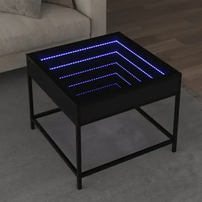 Produktbild von "2026 Promotion" Couchtisch Wohnzimmer - Kaffeetisch - mit Infinity-LED - Schwarz 50x50x41 cm - Sofatisch CC30510