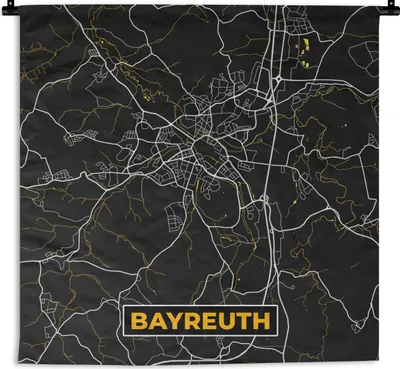 Obrázek produktu pro MuchoWow® Tapiserie Věšení na zeď Bayreuth - Mapa města - Zlato - Německo 150x150 Tapiserie dekorace Nástěnná šála