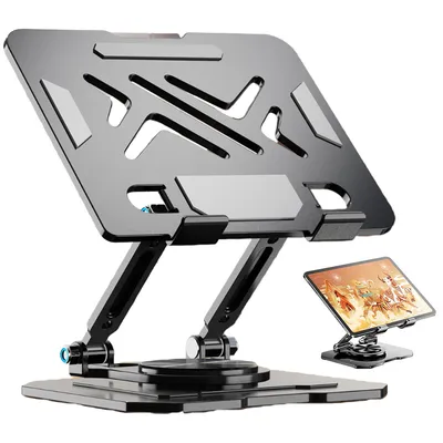 Produktbild von Laptopständer für Schreibtisch, Verstellbarer Computerständer mit 360° Drehbarer Basis, Ergonomischer Faltbarer Laptop Riser Halter,Tragfähigkeit 10kg