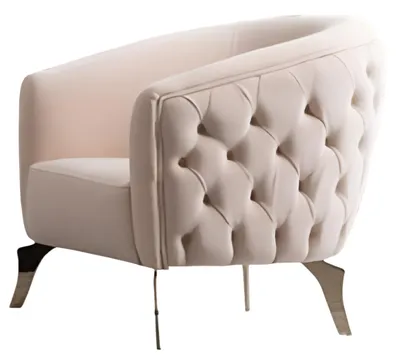 Obrázek produktu pro Exkluzivní béžové křeslo Chesterfield Designové čalouněné křeslo Nábytek