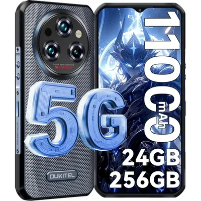 OUKITEL WP35 (2025) 5G Outdoor Handy Android 14 Smartphone Ohne Vertrag 24GB+256GB/2TB TF Dimensity 6100+, 11000mAh 6.6" 2.4K FHD+ 64MP+32MP NFC, Grau