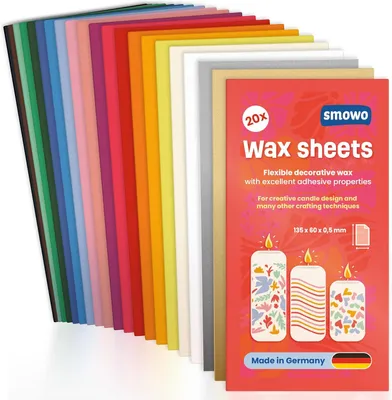 Productafbeelding van Wasplaten van 135 x 60 mm voor het versieren en vormgeven van kaarsen - Set van 20 - Ideaal voor communie - Doop en knutselen