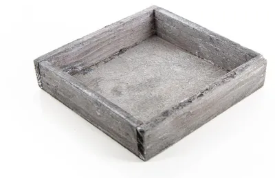 Produktbild von Holztablett grau 14x14x3cm Dekoschale Holz Deko