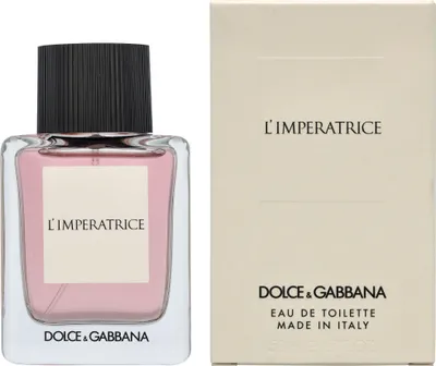A bottle of Dolce & Gabbana L'imperatrice Eau de Toilette and its packaging.