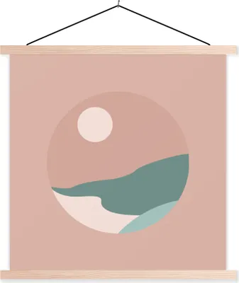 Produktbild von MuchoWow® Textilposter Sommer - Sonne - Strand 60x60 cm mit holzfarbenen Rahmen - Wanddekoration