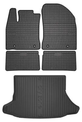 Image de Tapis en caoutchouc + bac de coffre pour Lexus CT 200H 2010-2020 (hayon, sans caisson de basses) – 5 pièces, noirs, sur mesure