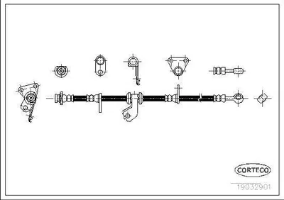 Produktbild von CORTECO 19032901 Bremsschlauch Vorne für HONDA CRX III (EH, EG) CIVIC V Coupe (EJ) INTEGRA Coupe (DC2, DC4) CIVIC V Stufenheck (EG, EH)