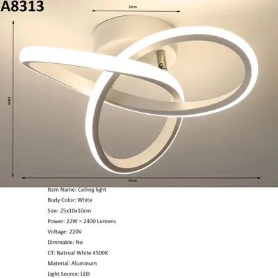 Produktbild von LED-Deckenleuchte - A8313 - 22 W - Kaltweiß 6500 K - Aluminium - 220 V - Nicht dimmbar - Silber