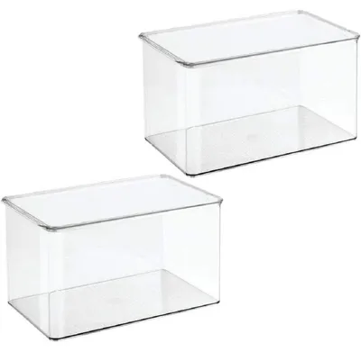 Produktbild von mDesign Aufbewahrungsbox Organizer Stapelkiste 2er-Set Deckel Transparent