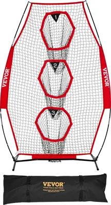 Obrázok produktu pre VEVOR tréningová sieť na futbal (168 x 77 x 245 cm) s 3 vreckami na terče a prenosnou taškou a popruhmi, tréning na presnosť prihrávok rozohrávača, červená