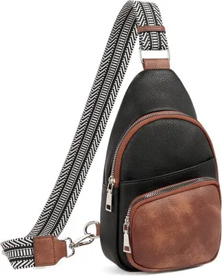 Produktbild von Unyqoos® Crossbody-Brusttasche aus veganem Kunstleder – kleine Sling-Bag 16×25×5 cm, 5 Kartenfächer, Diebstahlfach, verstellbarer Schulterriemen 64–122 cm, 0,7 kg