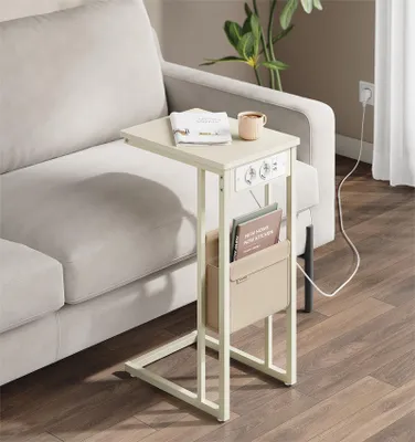 Produktbild von VASAGLE Beistelltisch mit Steckdosen, C Form für kleine Räume, 2 USB-Anschlüsse