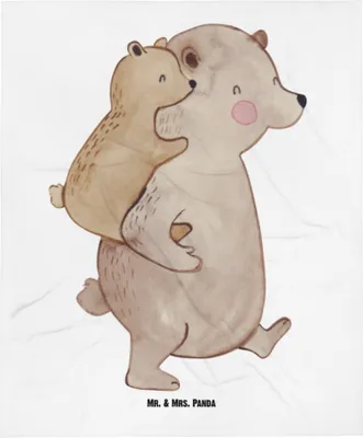 Produktbild von Mr. & Mrs. Panda Plaid Papa Bär - Weiß - Geschenk, Vater, Erstlingsdecke, Vatertag, Kinderwagendecke, Fleecedecke, Schlummerdecke, Babydecke, Muttertag, Geburtstag