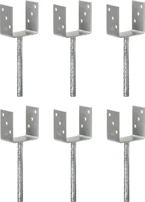 Immagine prodotto di The Living Store Supporti per pali 6 pezzi Argento 10×6×30 cm Acciaio zincato