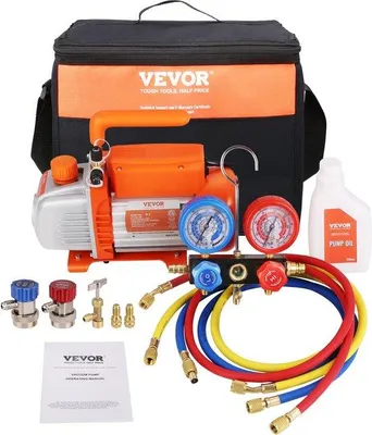 Immagine prodotto di Pompa per vuoto 100 l/min Pompa per vuoto monostadio 220 V/50 Hz 1440 giri/min 800-4000 PSI (55-276 bar) Capacità olio 250 ml Distributore di apparecchi per vuoto Set di manometri