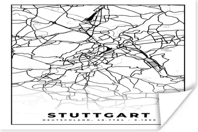 Produktbild von MuchoWow® Poster Stuttgart - Stadtplan - Karte 60x40 cm - Schlafzimmerdekoration