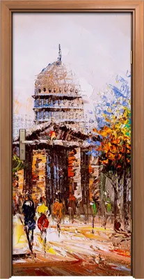 Produktbild von Türposter 90x200 cm Türaufkleber Türtapete Türfolie Klebefolie Paris Straße Menschen Bäume Gebäude