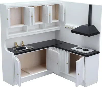 Zdjęcie produktu dla Kuchnia dla lalek Precyzyjne wykonanie Miniaturowy model Uroczy wygląd Modne drewniane meble dla lalek
