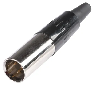 Obrázek produktu pro HICON mini XLR, 3pólový, kovový, kabelová zástrčka s technologií pájení, pozlacené kontakty, rovný, barva niklu